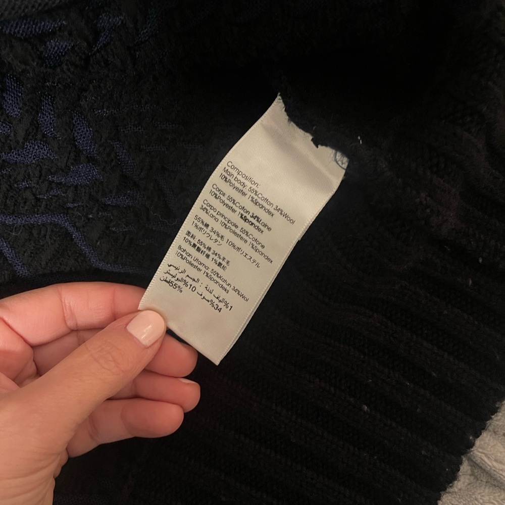 3.1 Phillip Lim Black and Navy Textured Bomber Jacket - Picture 6 of 14